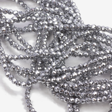 Hematyt platerowany kulka fasetowana silver 3mm