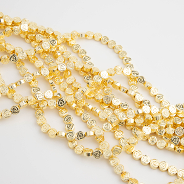 Hematyt platerowany róża gold 6mm