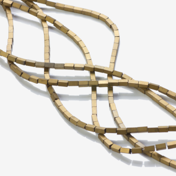 Hematyt platerowany słupek kwadratowy mat gold 4x2mm