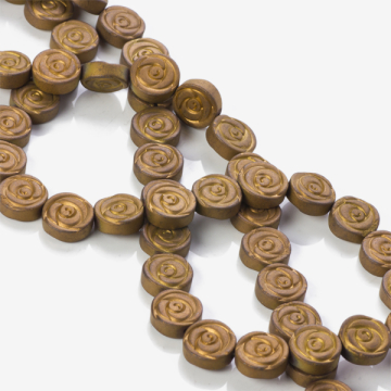 Hematyt platerowany płaskie róże mat bronze 10x4mm