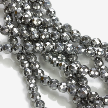 Hematyt platerowany kulka fasetowana silver 8mm