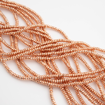 Hematyt platerowany oponka fasetowana rose gold 4x2mm