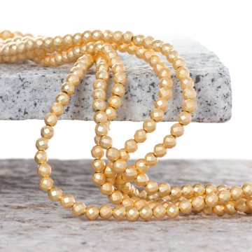 Hematyt platerowany kulka fasetowana light gold satine 3,5mm