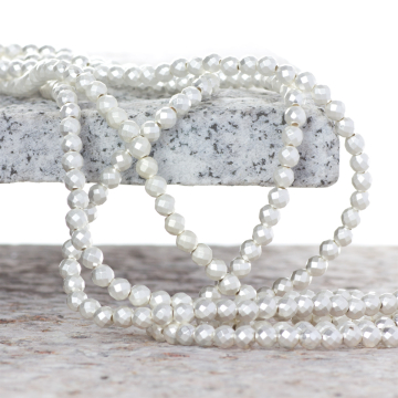 Hematyt platerowany kulka fasetowana light silver satine 4mm