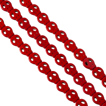 Howlit czaszka płaska 15mm czerwona