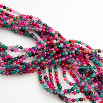 Agat kulka gładka różowo-zielona 4mm