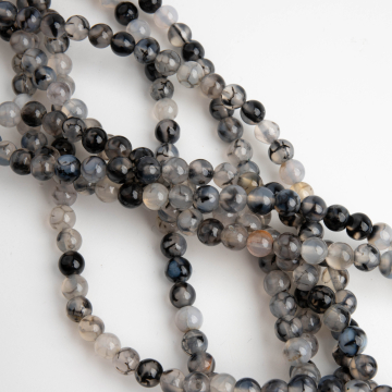 Agat kulka gładka szara spękana 6mm