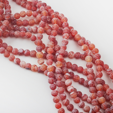 Agat kulka kwasowana matowa czerwona 8mm