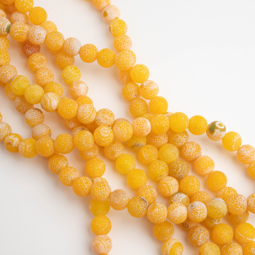 Agat kulka kwasowana matowa żółta 8mm