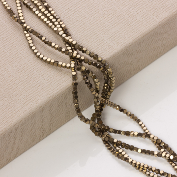 Hematyt platerowany kostka ścięta bronze 3x3mm