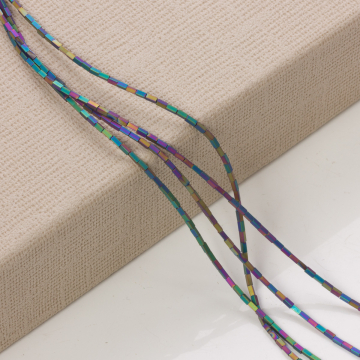 Hematyt platerowany słupek kwadratowy mat multicolor 3x1,5mm