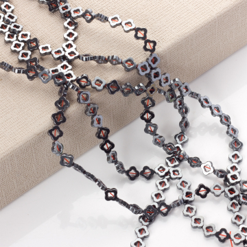 Hematyt wycięty kwiatek błyszczący natural 8mm