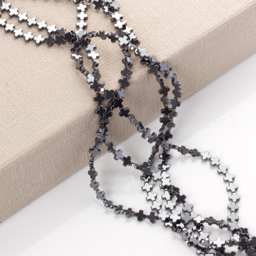 Hematyt krzyż równoramienny błyszczący natural 6x6mm