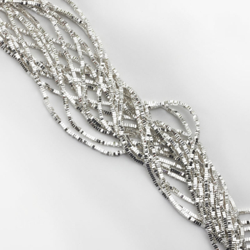 Hematyt kostka płaska light silver 2x2mm