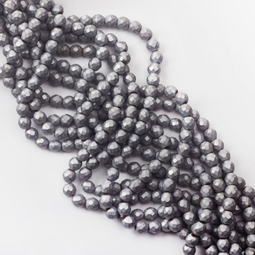 Hematyt kulka fasetowana mat silver 8mm