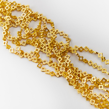 Hematyt przekładka koniczyna marokańska wycięta light gold mat 8mm