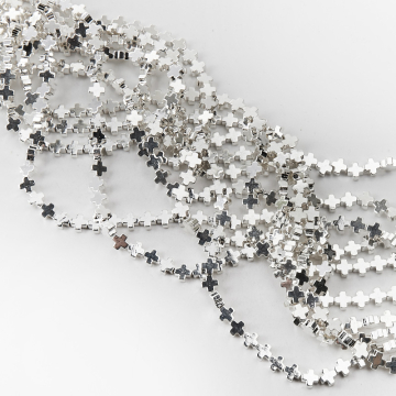 Hematyt przekładka krzyż równoramienny light silver 6mm