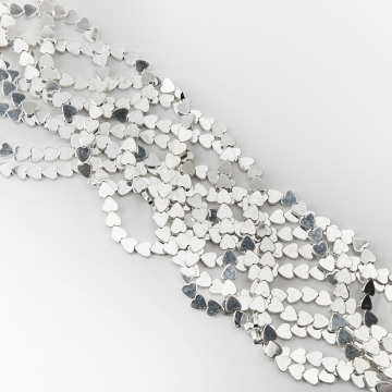 Hematyt przekładka serce płaskie light silver 8mm