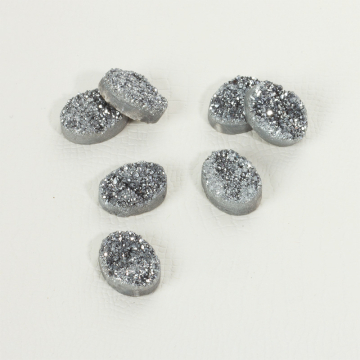 Kwarc tytanowy platerowany druzy owal srebrny 16x12mm
