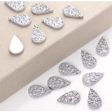 Hematyt zawieszka łezka druzy srebrna 30x18mm