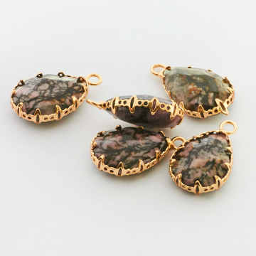 Rodonit łezka fasetowana w oprawie ozdobnej 23mm