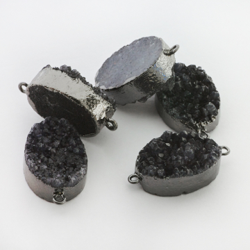 Agat druzy owal w okuciu łącznik 32mm Agat druzy owal w okuciu łącznik 32mm