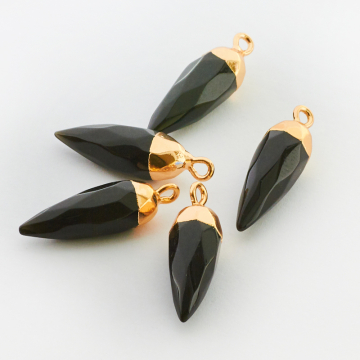 Onyks grot fasetowany w okuciu zawieszka 27mm