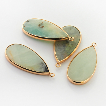 Amazonit zawieszka w okuciu łezka płaska 45x21mm