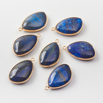 Lapis lazuli zawieszka łezka nieregularna w okuciu 35mm