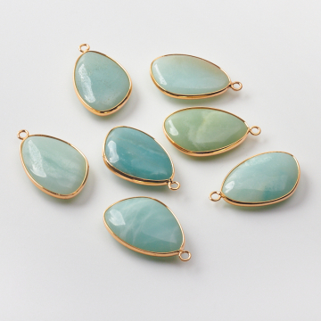 Amazonit zawieszka łezka nieregularna w okuciu 35mm