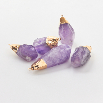 Ametyst zawieszka bryłka nieregularna w okuciu 30-50mm