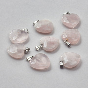 Kryształ górski różowy zawieszka serce 29mm