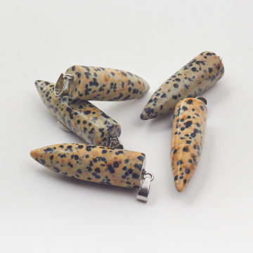 Jaspis dalmatyński zawieszka grot okrągły 50mm