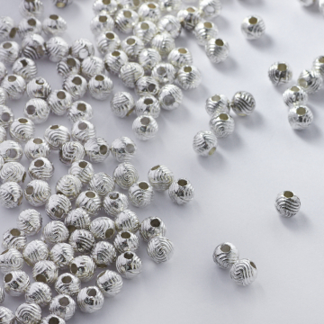 Metalowy koralik kulka w paski 5mm