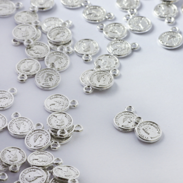 Zawieszka metalowa mini moneta 8mm