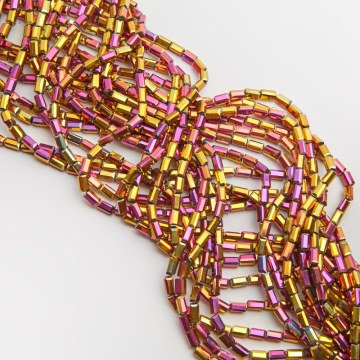 Kryształki słupki fasetowane fire red 4,5x8,5mm