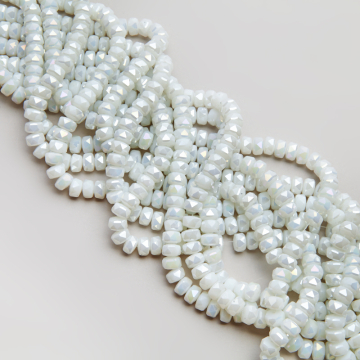 Kryształki oponki fasetowane ceramic white AB 5x7,5mm