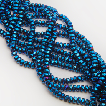 Kryształki oponki fasetowane blue hematatite 5x7,5mm