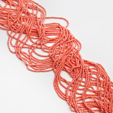 Kryształki kulki fasetowane coral AB 3mm