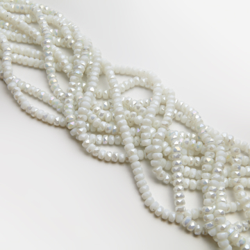 Kryształki oponki fasetowane ceramic white AB 4x6mm