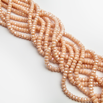 Kryształki oponki fasetowane beige AB 4x6mm