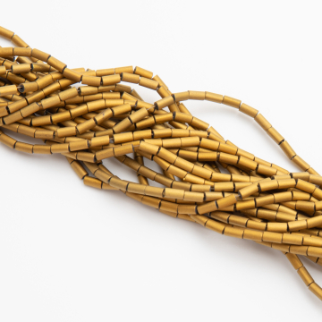 Kryształki słupek gładki mat antique gold 2,5x5mm