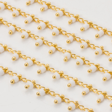 Łańcuch z koralikami white 2.5 x 1.5 mm