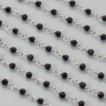 Łańcuch z kryształkami kulkami jet 3mm