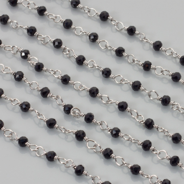 Łańcuch z kryształkami oponkami jet 3x4mm