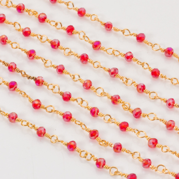 Łańcuch z kryształkami oponkami siam AB 3x4mm