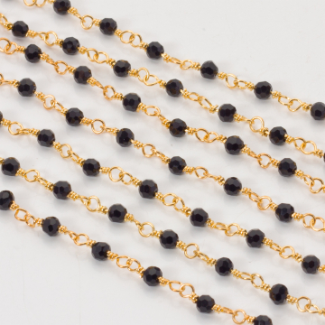 Łańcuch z kryształkami oponkami jet 3x4mm