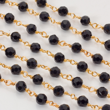 Łańcuch z kryształkami kulkami jet 6mm