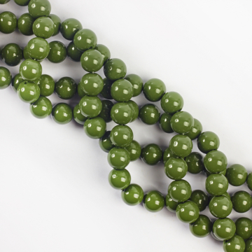 Koraliki szklane powlekane zielone 10mm