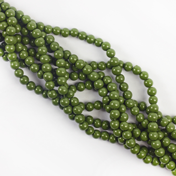 Koraliki szklane powlekane zielone 6mm